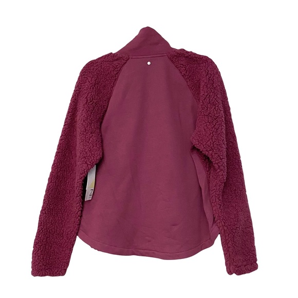 NEW Z By Zella Nordstrom Free Style Faux Shearling Pullover Sweatshirt Burgundy - Picture 6 of 11